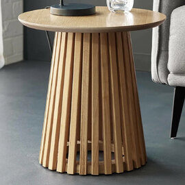 Orono Wooden Round Lamp Table - Light Brown