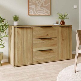 Orwyn Wooden Sideboard with 2 Doors 3 Drawers in Mauvella Oak