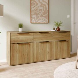 Orwyn Wooden Sideboard with 3 Doors 3 Drawers in Mauvella Oak