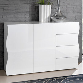 Ice High Gloss Sideboard With 2 Doors 4 Drawers In White