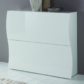 Ice High Shoe Storage Cabinet With 2 Flap Doors In White