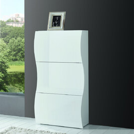 Ice High Shoe Storage Cabinet With 3 Flap Doors In White