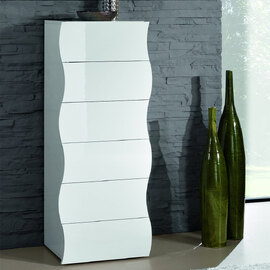 Ice Tall High Gloss Chest Of 6 Drawers In White