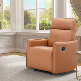 Otharo PU Leather 1 Seater Sofa in Cognac Brown
