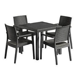 Ottawa Wicker Dining Table With Laporte 4 Chairs In Dark Grey