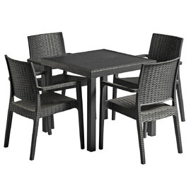 Ottawa Wooden Dining Table With Laporte 4 Chairs In Dark Grey