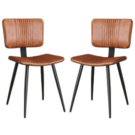 Oundle Bruicato Genuine Leather Dining Chairs In Pair