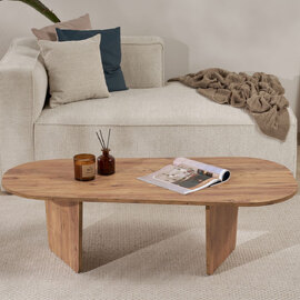 Sento Oval Wooden Coffee Table in Atlantic Pine