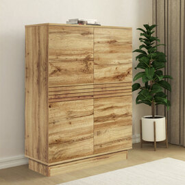Ovarin Wooden Highboard with 2 Doors in Wotan Oak