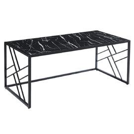 Ovid High Gloss Black Marble Effect Coffee Table With Black Frame