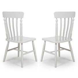 Oxford Wooden White Slat Back Dining Chairs In A Pair