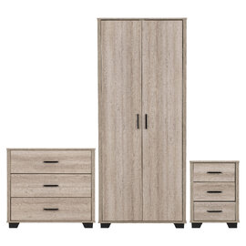 Oxnard Wooden 3 Piece Bedroom Furniture Set In Light Oak