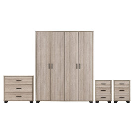 Oxnard Wooden Bedroom Furniture Set With 4 Doors In Light Oak