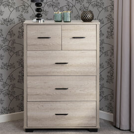 Oxnard Wooden Chest Of 5 Drawers in Light Oak
