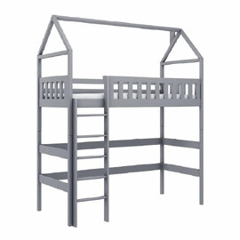 Ozark Wooden Bunk Bed With Foam Mattress And Ladders In Grey
