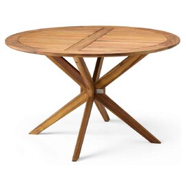 Ozone Round Outdoor Wooden Dining Table in Natural