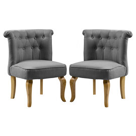 Pacari Grey Fabric Dining Chairs With Wooden Legs In Pair