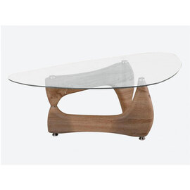 Pacari Clear Glass Coffee Table With Natural Wooden Base