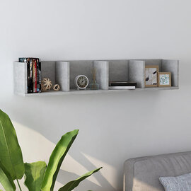 Pacorro Wooden Wall Shelf With 4 Compartment In Concrete Effect