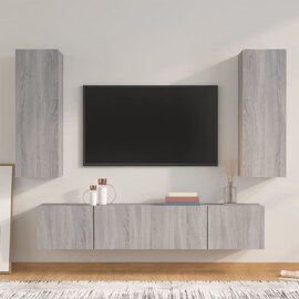 Paidi Wooden Living Room Furniture Set In Grey Sonoma Oak