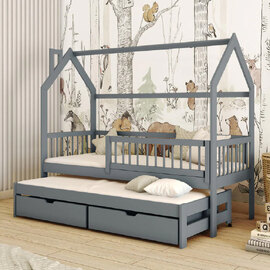 Paige Wooden Day Bed With Bonnell Mattress And Trundle In Graphite