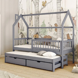 Paige Wooden Day Bed With Bonnell Mattress And Trundle In Grey