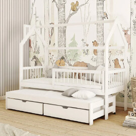 Paige Wooden Day Bed With Bonnell Mattress And Trundle In White