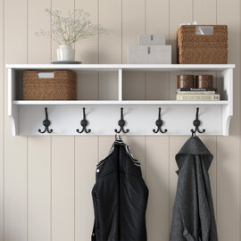Palero Rectangular Wooden Coat Rack in White