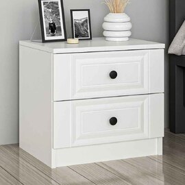 Palero Wooden Bedside Cabinet With 2 Drawers in White