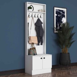 Palero Wooden Hallway Coat Stand with 2 Doors in White