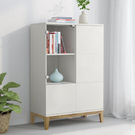 Palladium Wooden Highboard with 2 Doors in White and Wotan Oak