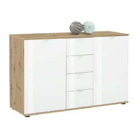 Palmer Wooden Sideboard With White Gloss Fronts In Pine