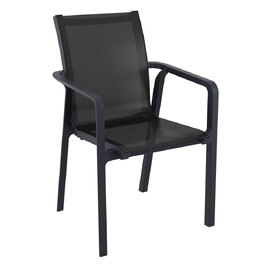 Palmetto Fabric Outdoor Armchair in Black