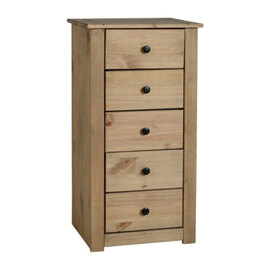 Pavia Wooden Chest Of 5 Drawers In Natural Wax