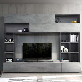 Pandora Wooden Entertainment Unit In Oxide And Cement