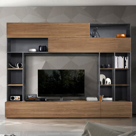 Pandora Wooden Entertainment Unit In Oxide And Stelvio Walnut