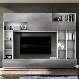 Pandora Wooden Entertainment Unit In White And Cement