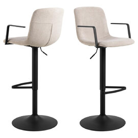 Paoli Beige Fabric Bar Chairs With Steel Base In Pair