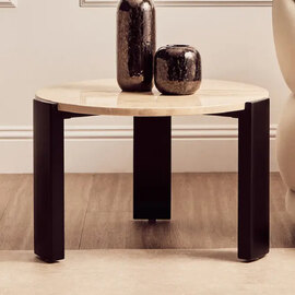 Paramus Small Cream Marble Top Coffee Table With Wooden Legs