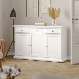 Parayo Wooden Sideboard With 3 Doors 3 Drawers In White