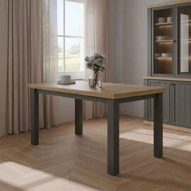 Parenzo Rectangular Wooden Dining Table in Wolfram Grey and Mauvella Oak