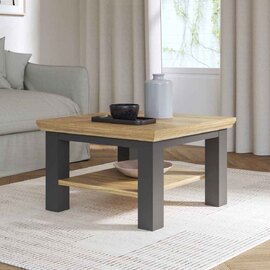 Parenzo Square Wooden Coffee Table in White and Riva Oak