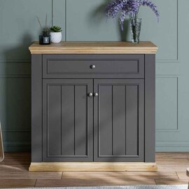 Parenzo Wooden Sideboard with 2 Doors 1 Drawer in Wolfram Grey and Mauvella Oak
