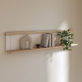 Parenzo Wooden Wall Shelf in White and Riva Oak