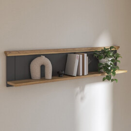 Parenzo Wooden Wall Shelf in Wolfram Grey and Mauvella Oak