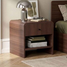Parila Wooden Bedside Cabinet with 1 Drawer in Milano Walnut