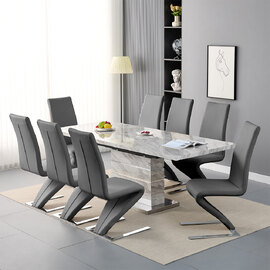 Parini Large Extending Magnesia Dining Table 8 Demi Grey Chairs