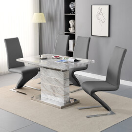 Parini Small Extending Magnesia Dining Table 4 Demi Grey Chairs