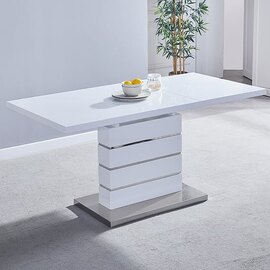 Parini Small Extending High Gloss Dining Table In White