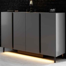 Paris Wooden LED Sideboard with 4 Doors in Anthracite